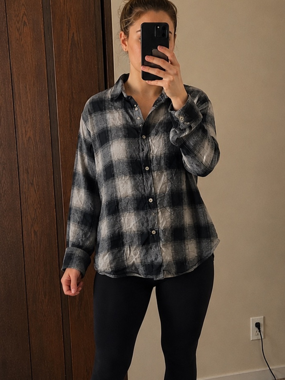 Zara Plaid Button-Up Shirt